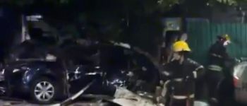 Persecución y choque en Wilde: un auto y un patrullero quedaron sobre la vereda